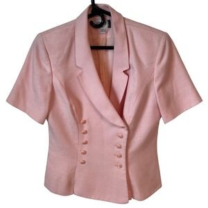 Vintage‎ Kasper ASL Women's Blazer Size 8 Pink Short Sleeve Double Breasted